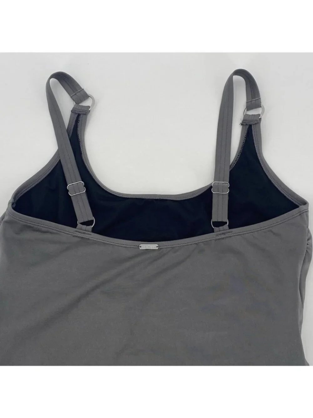 Calvin Klein One Piece Swimsuit Size 14 Ruched Slimming Gray Silver